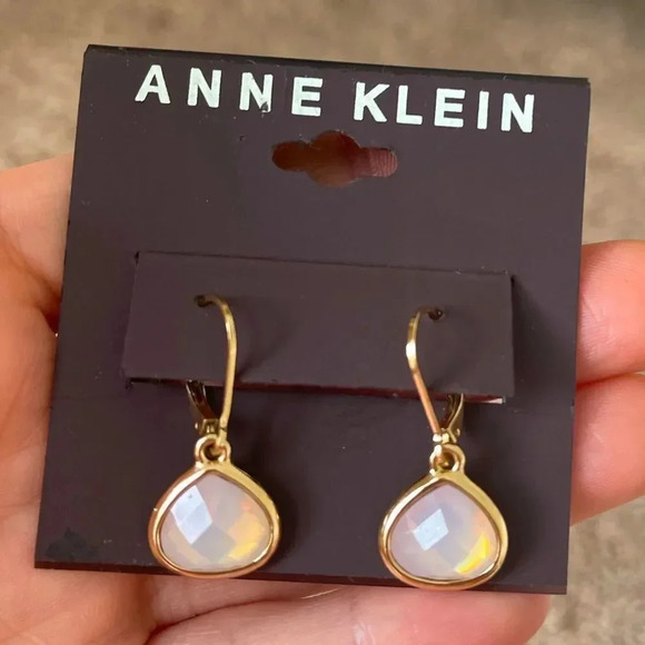 Anne Klein Gold-Tone Stone Teardrop Earrings NWT - Picture 1 of 6